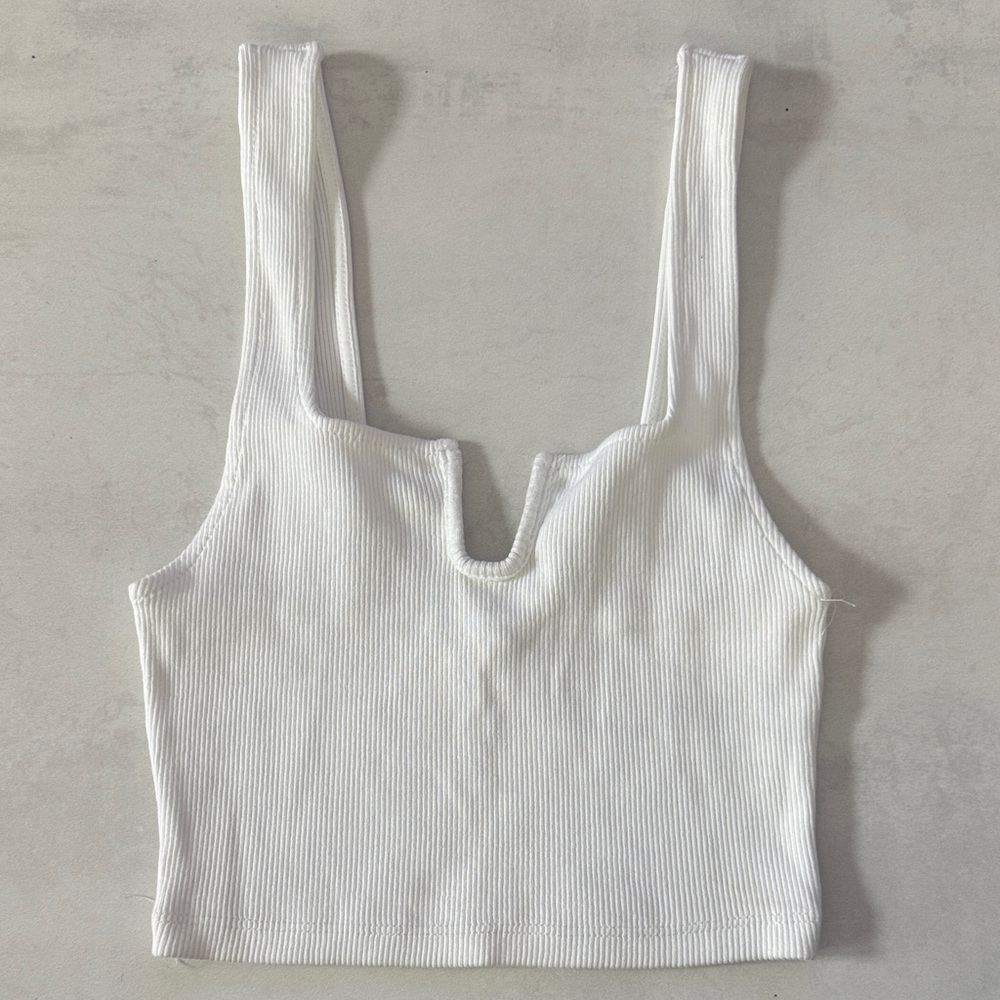 Zara White Ribbed Crop Top
